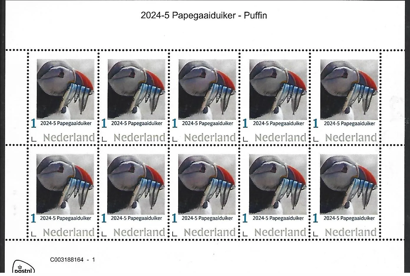 Niederlande 2024-5 Papageitaucher Sheetlet postfrisch/mnh