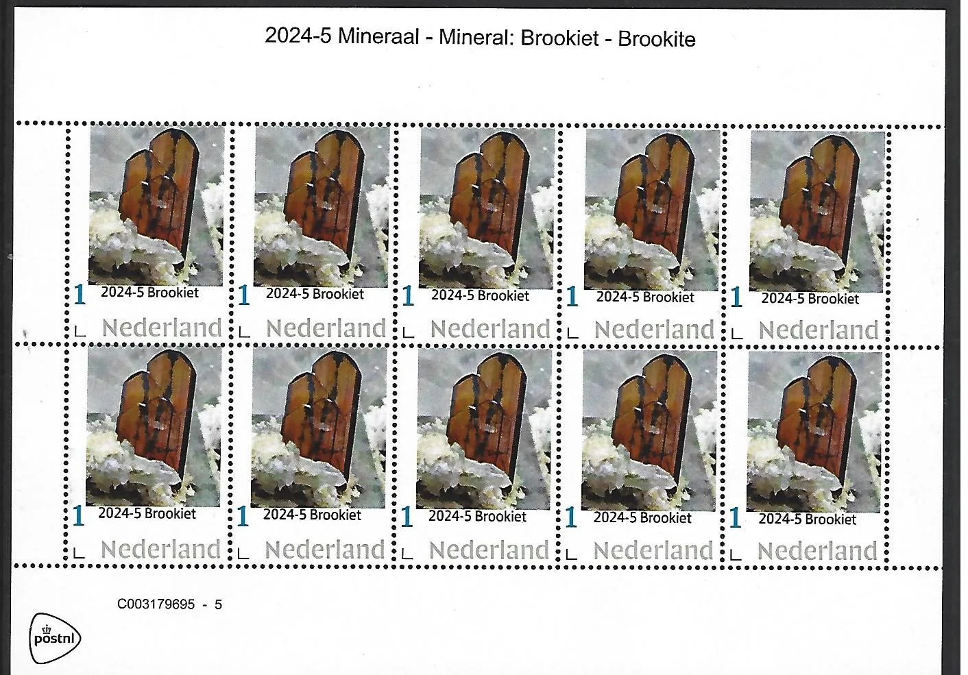 Niederlande 2024-5 Mineralien Brookit Markenheftchen postfrisch/ungebraucht