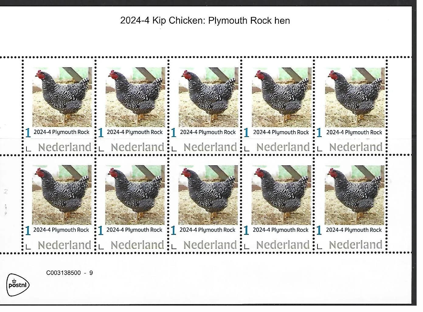 Niederlande 2024-4 Huhn Plymouth Rock Hen Markenheftchen postfrisch/ungebraucht
