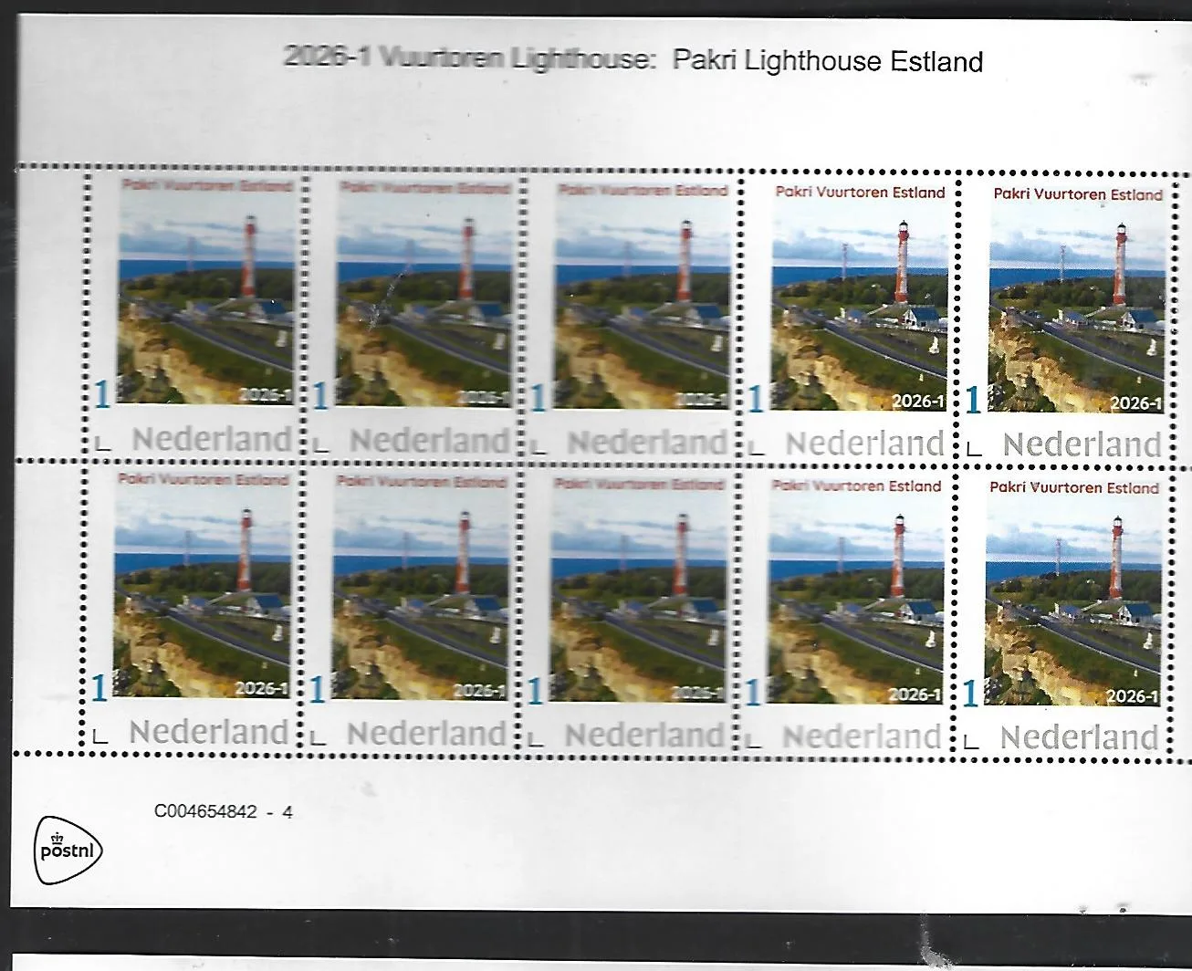 Nederland 2026-1 Vuurtoren Lighthouse; Pakri Lighthouse Estland sheet postfris/mnh