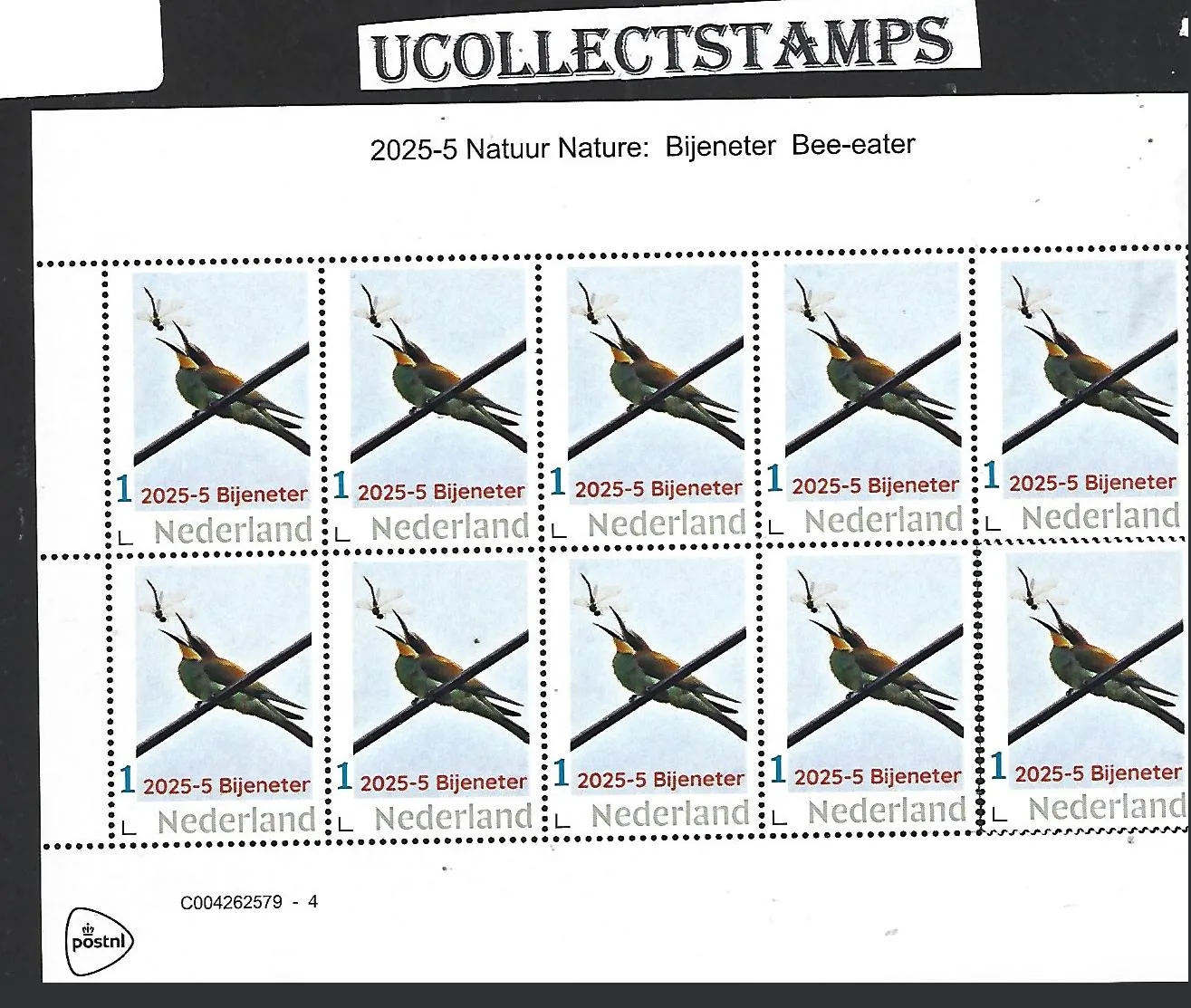 Nederland 2025-5 Natuur Nature: Bijeneter Bee eater Bird sheet postfris/mnh