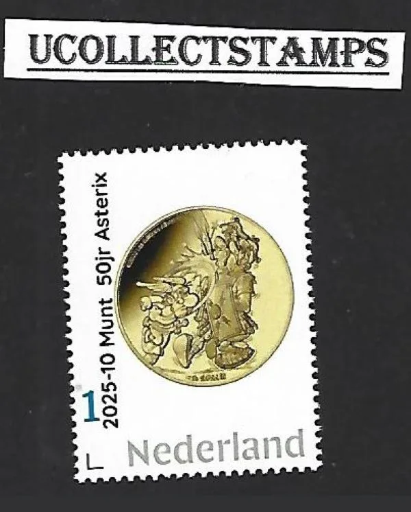 Nederland 2025-10 Coin on stamp Asterix 50yrs France 50€ postfris/mnh