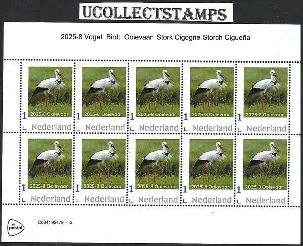 Netherlands 2025-8 Bird: White Stork sheet MNH