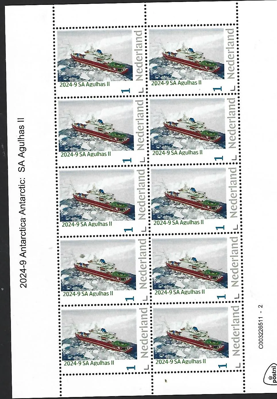 Nederland 2024-9 Antarctica Antarctic; SA Agulhas II ship sheetlet postfris/mnh