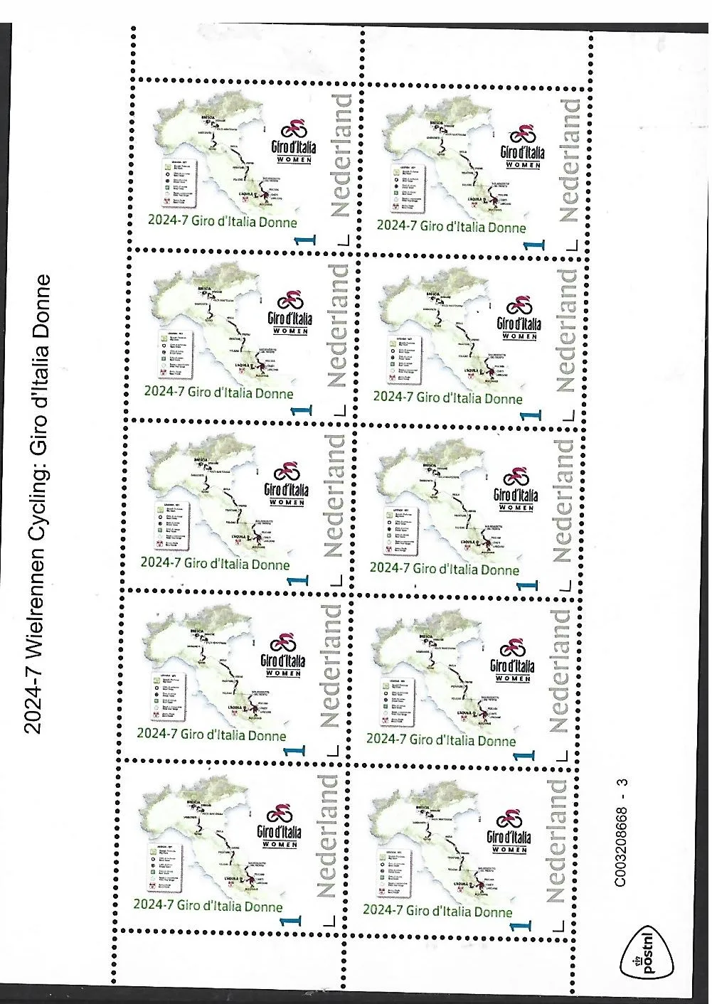 Nederland 2024-7 Wielrennen Cycling Giro d'Italia sheetlet postfris/mnh