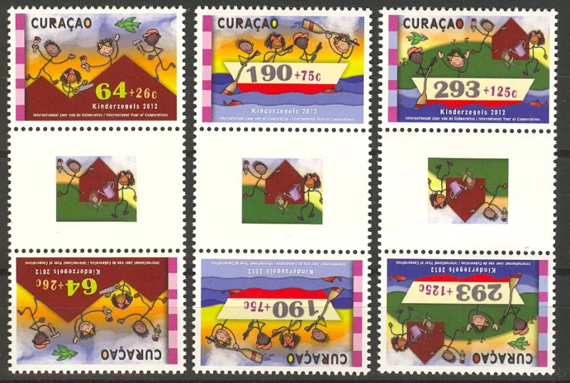 Curacao 104-106a children's stamps 2012 gutter pairs MNH