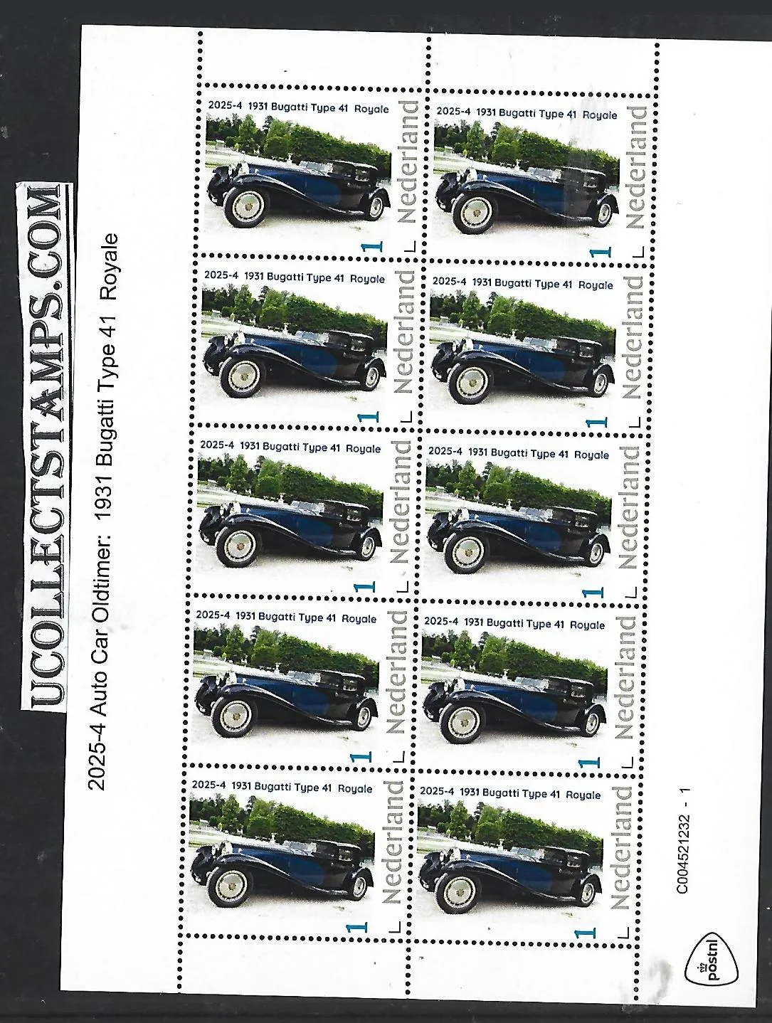 Nederland 2025-4 Oldtimer Car: Bugatti type 41 Royale sheet mnh