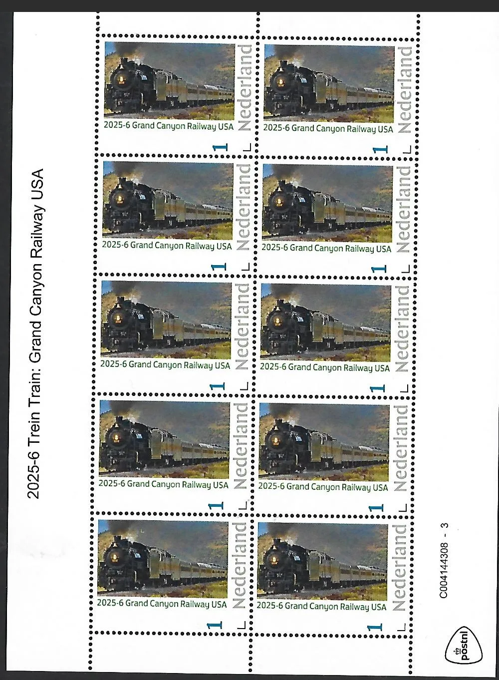 Nederland 2025-6 Trein Train : Grand Canyon Railway sheet postfris/mnh