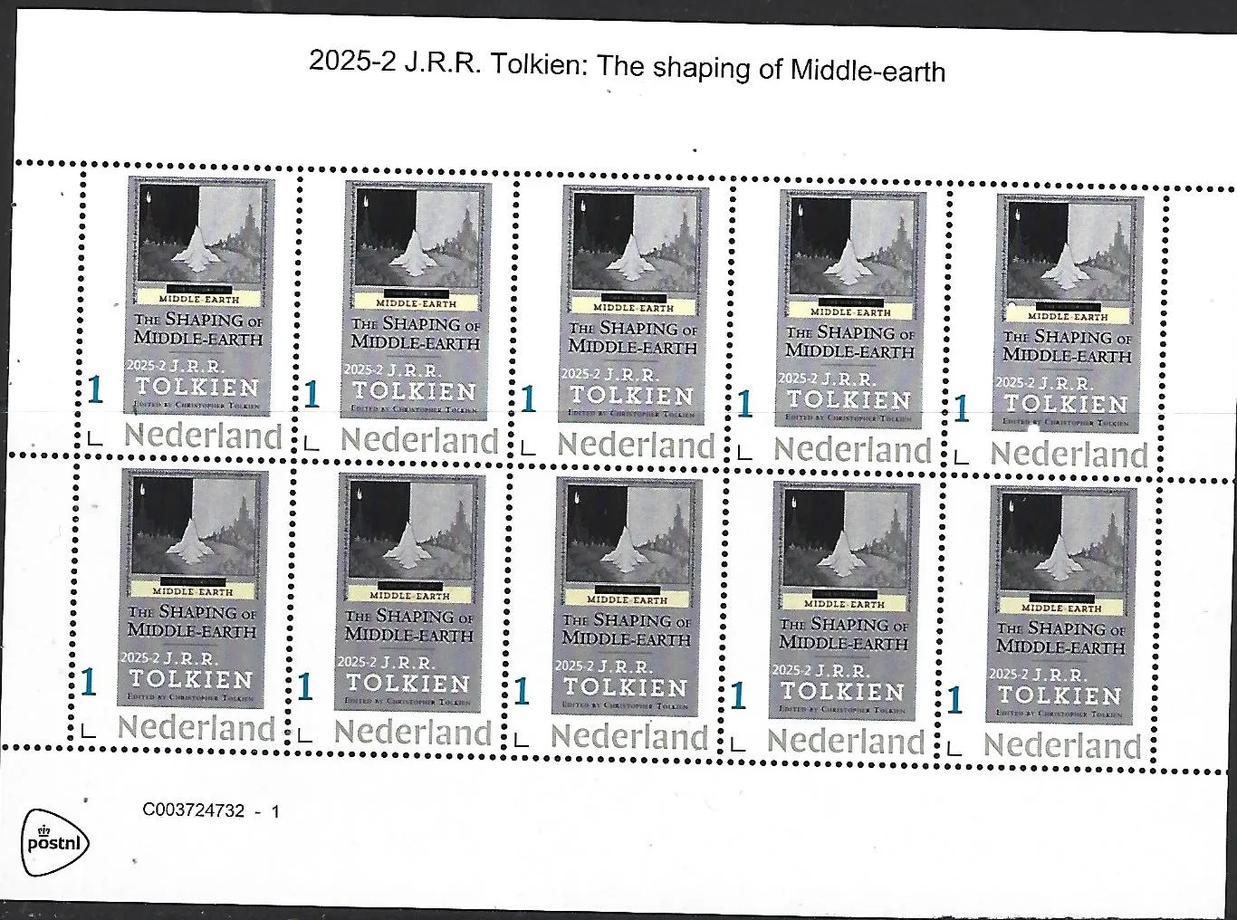 Netherlands 2025-2 JRR Tolkien Shaping of Middle-earth sheet MNH