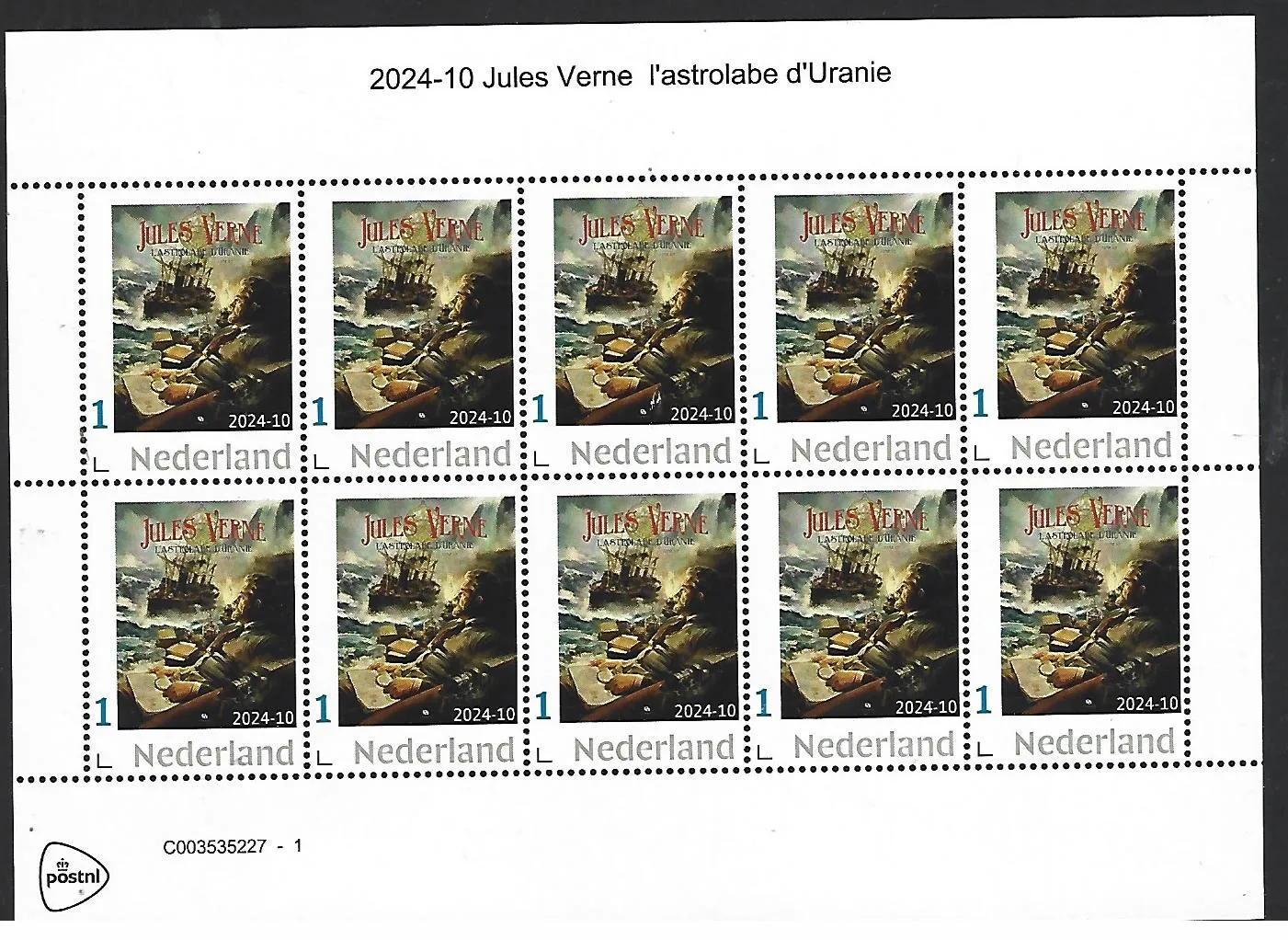 Niederlande 2024-10 Jules Verne L'Astrolabe de Uranie Briefmarkenbogen postfrisch/mnh