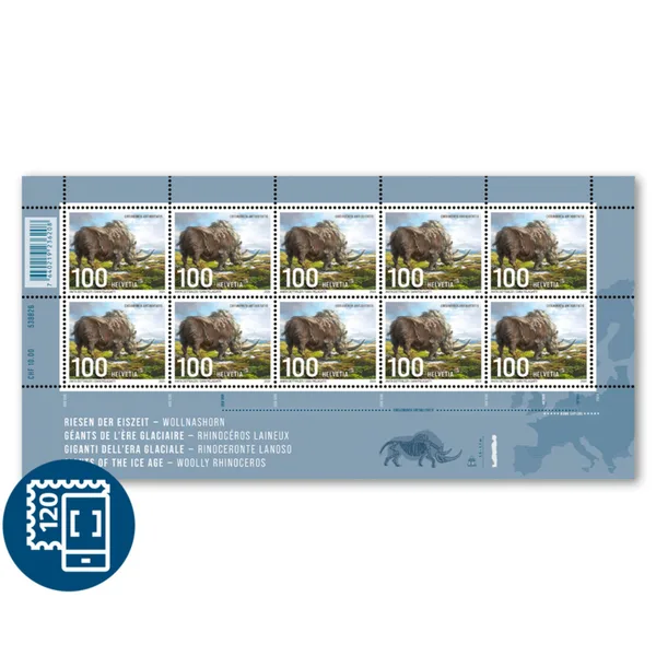 Switzerland 2024 Prehistory Giants of Ice Age sheetlet 10 stamps 2 MNH