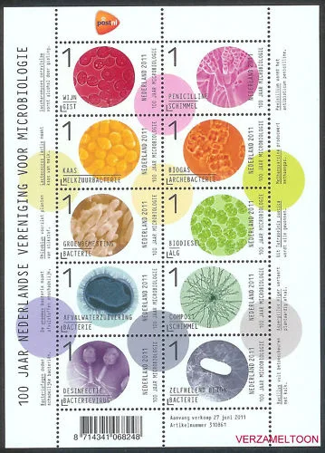 Nederland V2834/2843 100jr Ned. vereniging Microbologie vel-sheetlet postfris-mnh