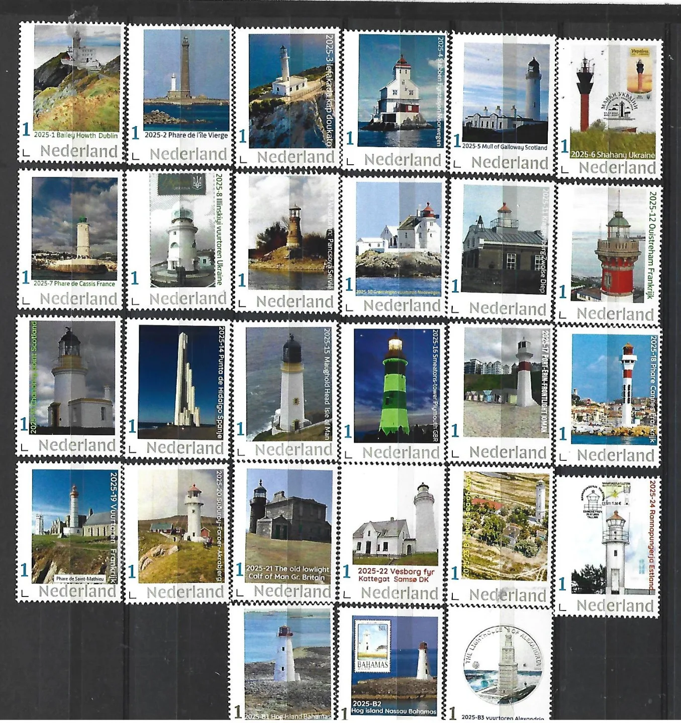 Netherlands 2025 Lighthouses Yearset 1-24 + B1,2,3 MNH
