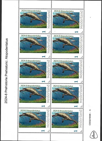 Netherlands 2024-8 Prehistory Atopodentatus sheetlet MNH