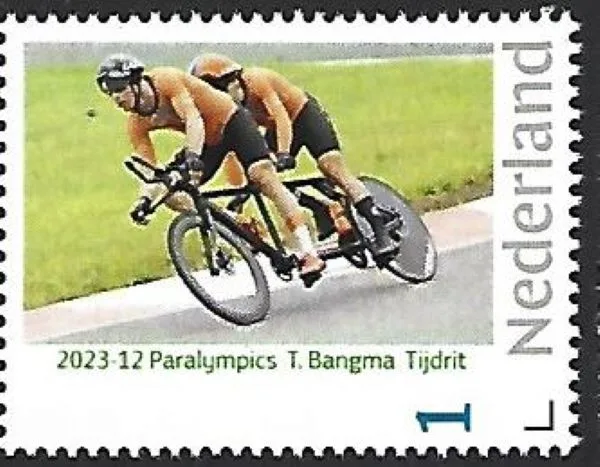 Nederland 2024-12 Paralympics Bangma-Bos cylcing timetrial postris/mnh