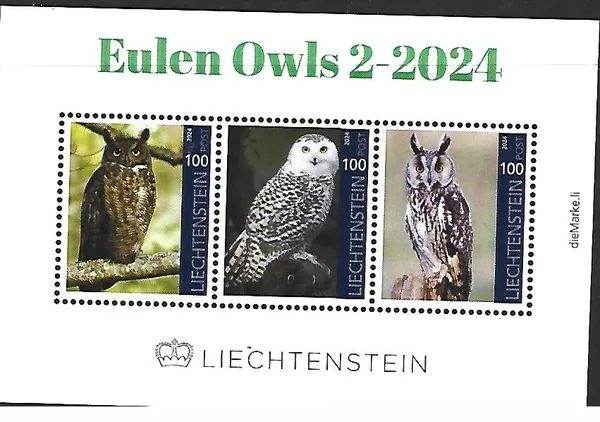 Liechtenstein 2024-2 Uilen Eulen blok/m/s postfris/mnh