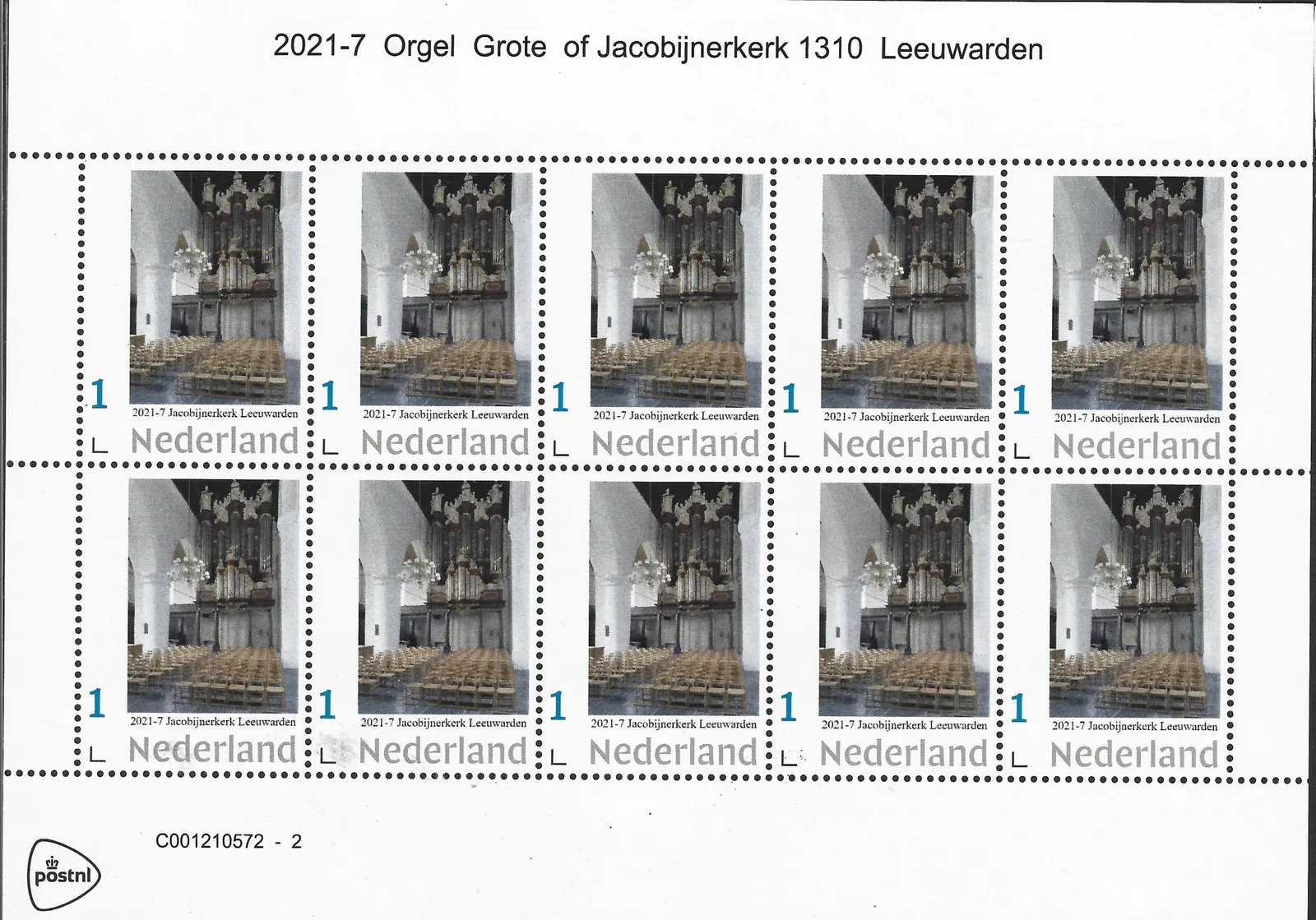 Niederlande 2021-7 Orgel Grote oder Jacobijnerkerk Leeuwarden Briefmarkensatz postfrisch/mnh