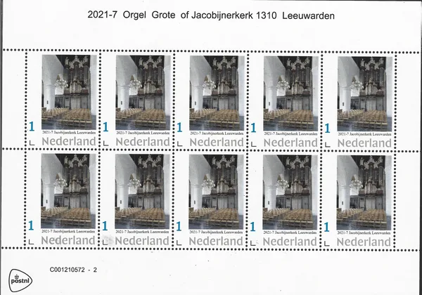 Netherlands 2021-7 Organ - Great or Jacobinian Church Leeuwarden sheet-sheetlet MNH