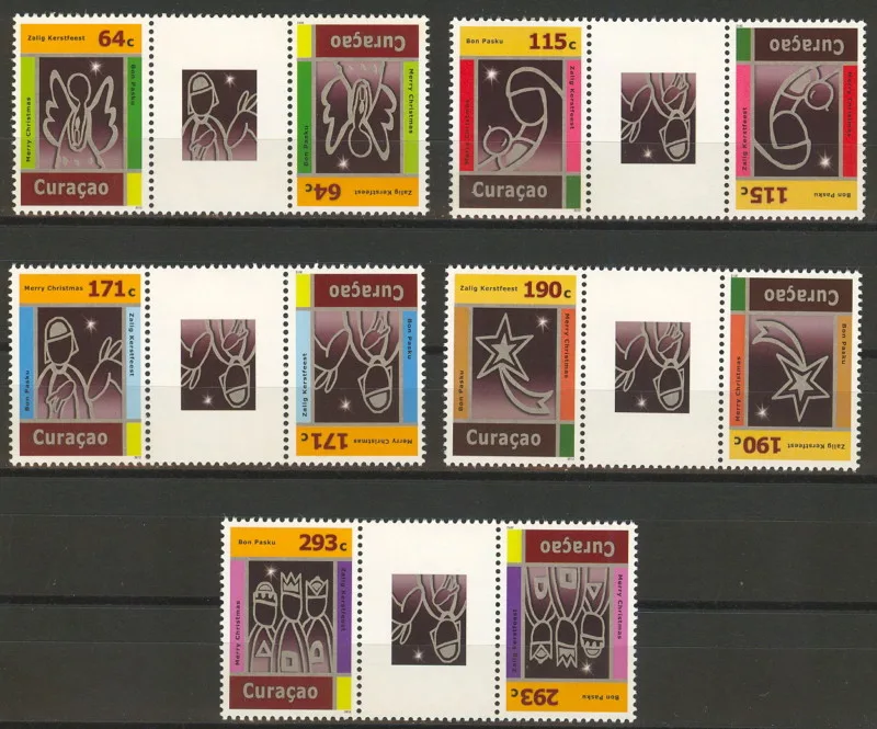 Curacao 107-111a Christmas stamps 2012 gutter pairs MNH