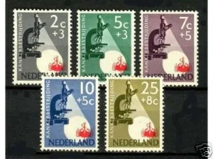 Netherlands 661-65 Cancer Research 1955 MNH