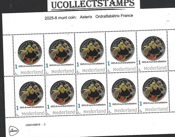 Nederland 2025-8 Coin on Stamp Asterix: Ordralphabetrix sheetlet postfris/mnh