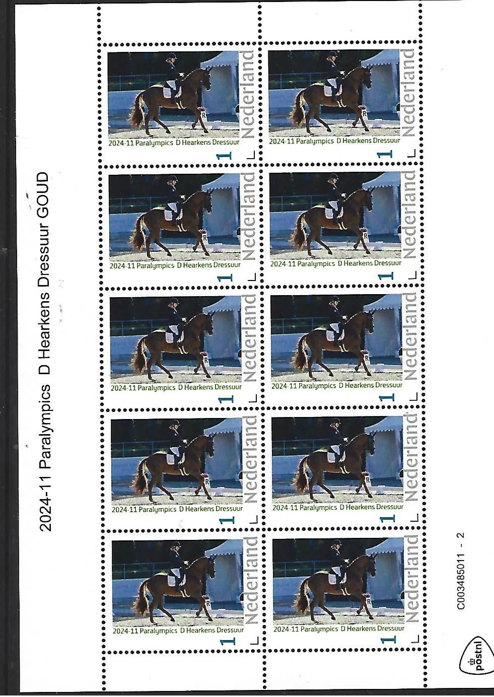 Pays-Bas 2024-11 Paralympics D Haerkens Dressage feuillet neuf/nm