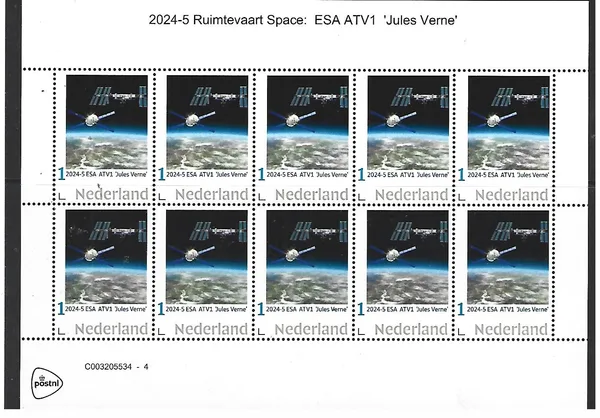 Netherlands 2024-5 Space Travel: ESA ATV1 Jules Verne sheet-sheetlet MNH