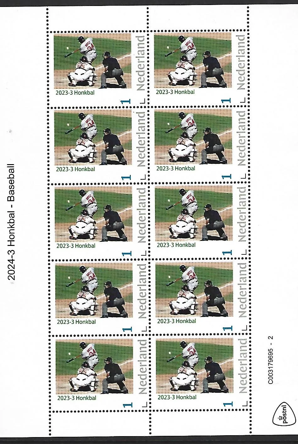 Pays-Bas 2024-3 Baseball feuillet postfris/mnh