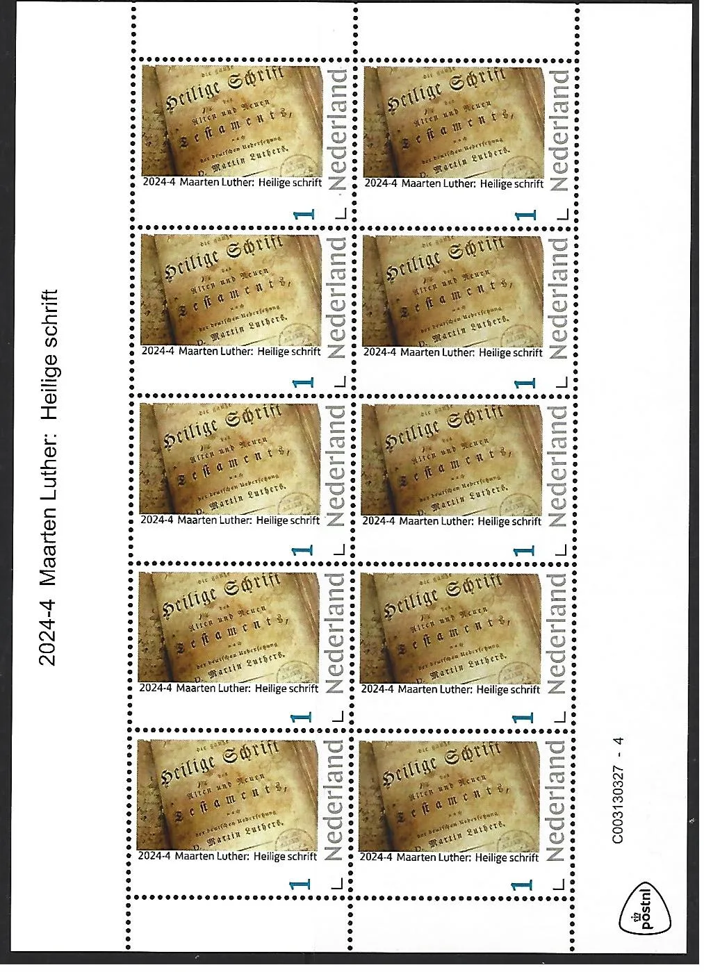 Pays-Bas 2024-4 Maarten Luther: Saintes Écritures bloc postfris/mnh
