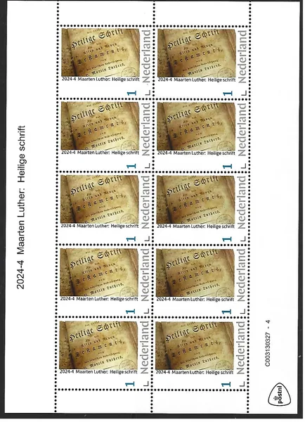 Nederland 2024-4 Maarten Luther: Heilige schrift sheetlet postfris/mnh
