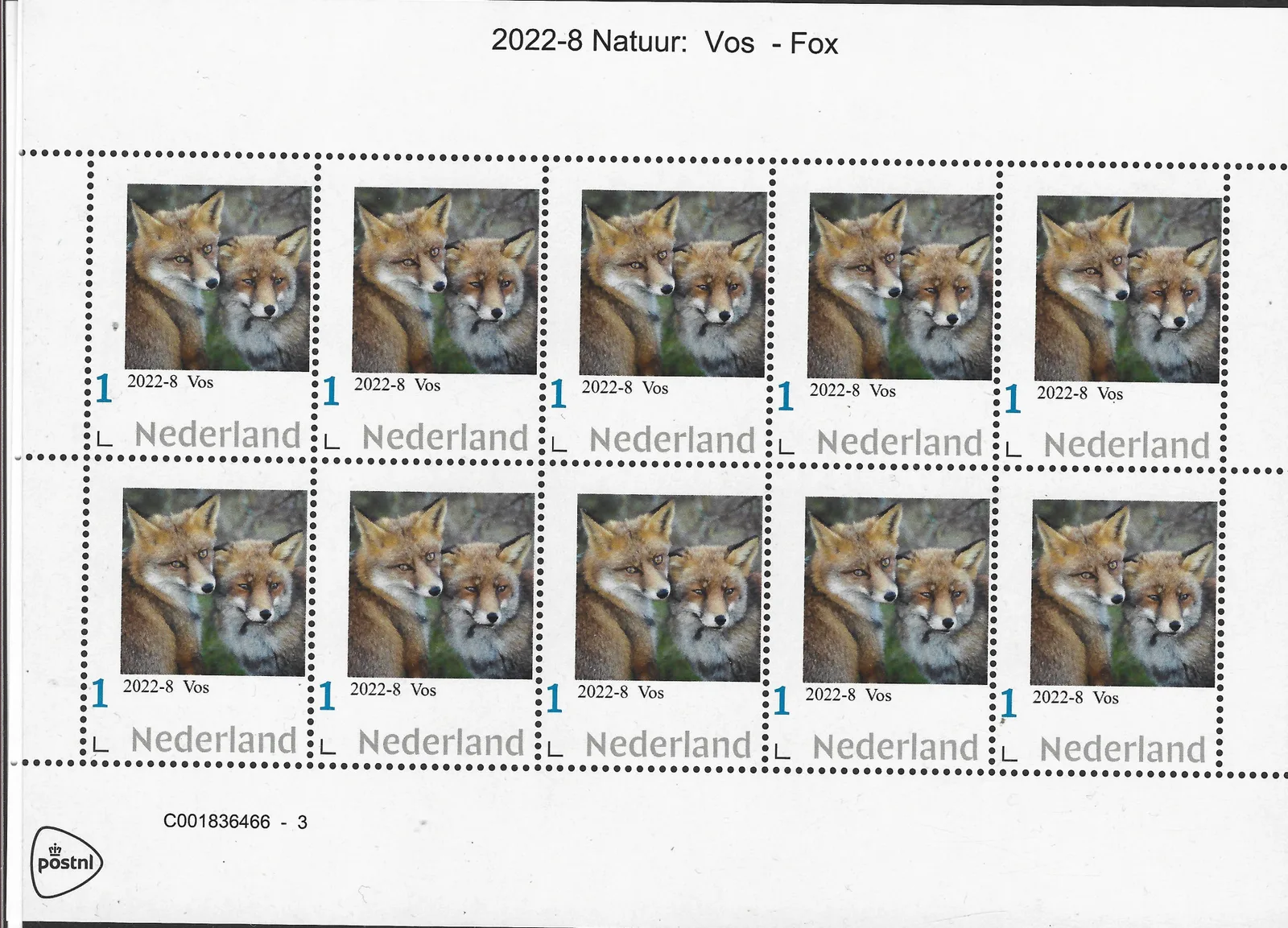 Niederlande 2022-8 Natur: Fuchs Bogen ungebraucht/postfrisch
