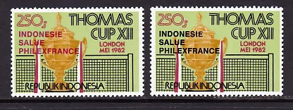 INDONESIA 1982 Thomas Cup - badminton overprints 1114+1116 MNH