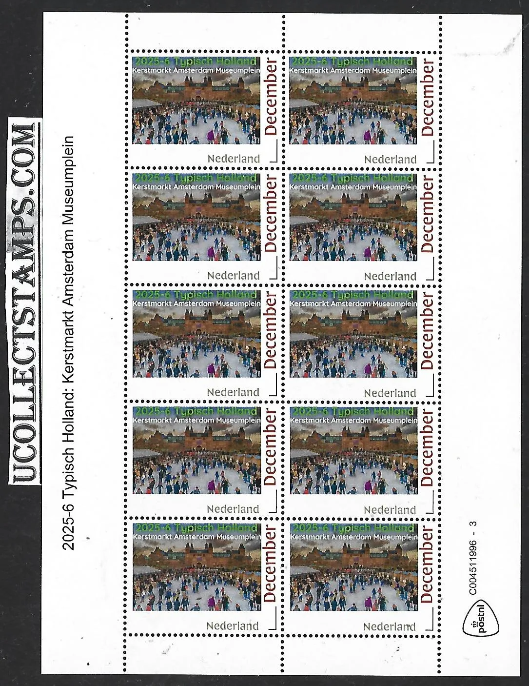 Nederland 2025-6 typical Holland Christmas market Amsterdam Museumplein sheet mnh