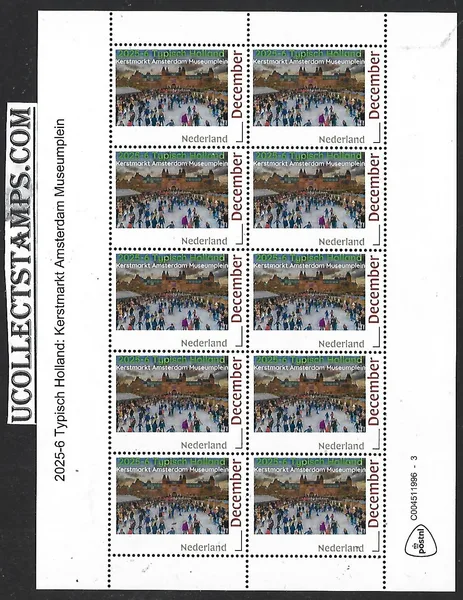 Nederland 2025-6 typical Holland Christmas market Amsterdam Museumplein sheet mnh