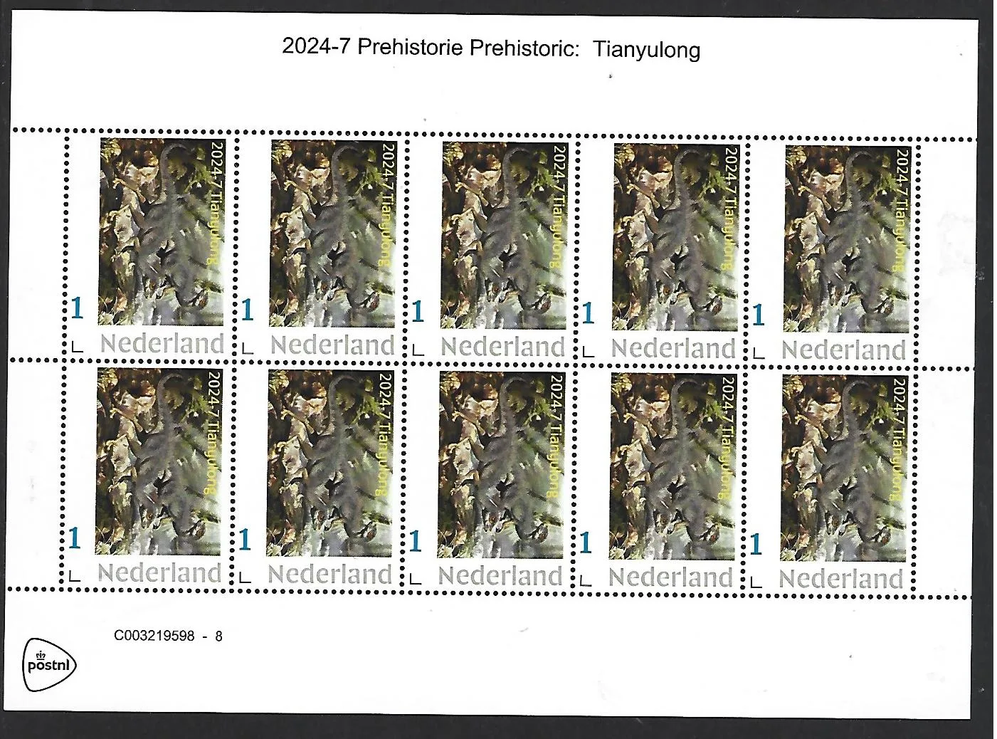 Netherlands 2024-7 Prehistory Tyanyulong sheetlet MNH