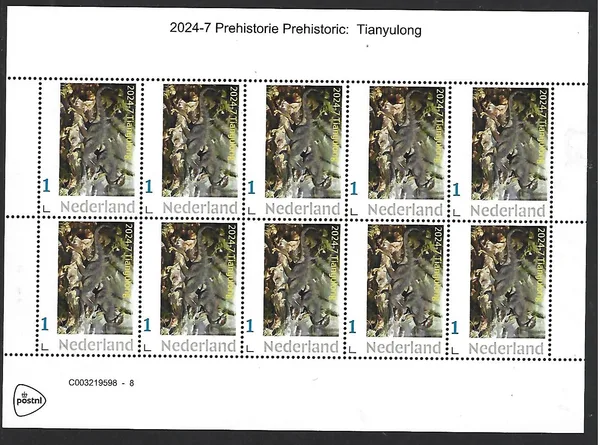 Nederland 2024-7 Prehistorie Tyanyulong sheetlet postfris/mnh