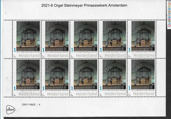 Nederland 2021-6 Orgel organ: Steinmayer Prinsessekerk Amsterdam vel-sheetlet postfris/mnh
