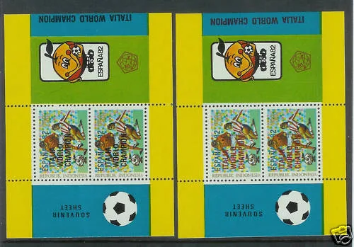 INDONESIA 1982 FIFA World Cup Spain overprint blocks b53-54 MNH