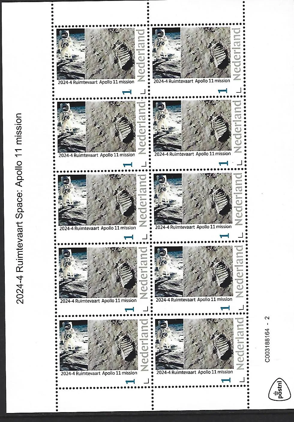 Niederlande 2024-4 Raumfahrt Space: Apollo-11-Mission Blockset postfrisch/mnh