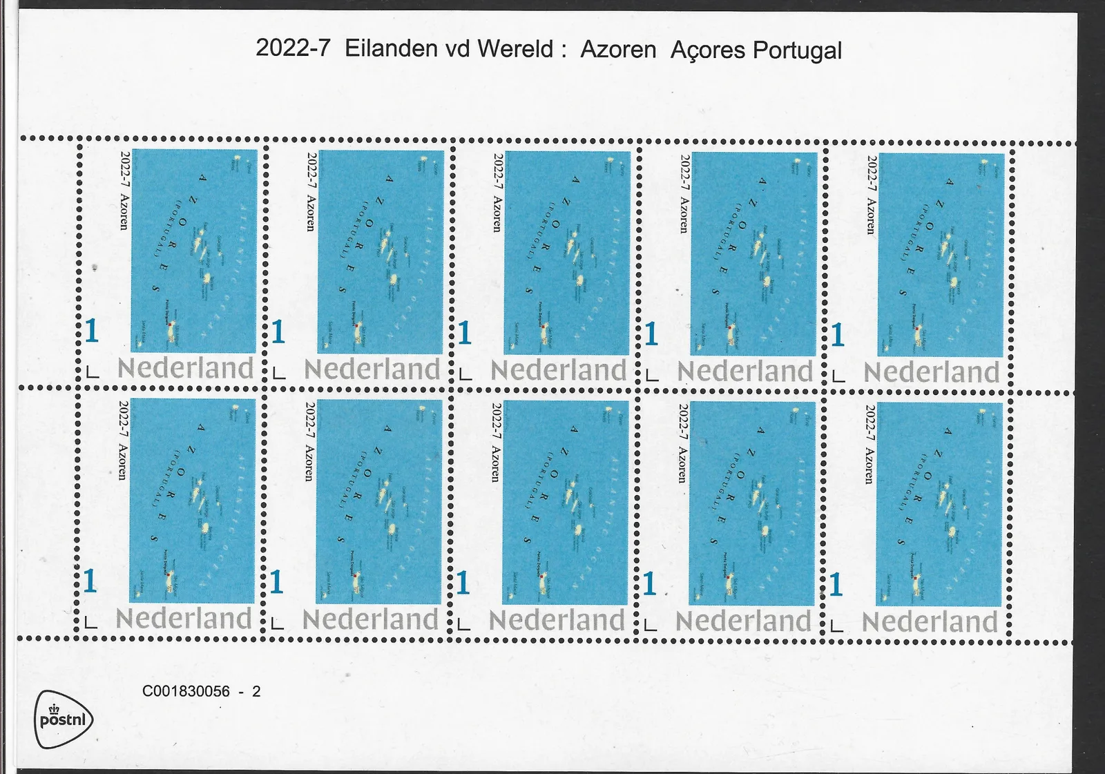 Pays-Bas 2022-7 Îles - Islands Açores Acores feuillet entier neuf/mnh