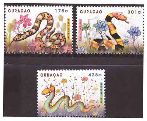 Curacao 119-121 Year of the Snake flowers 2013 MNH