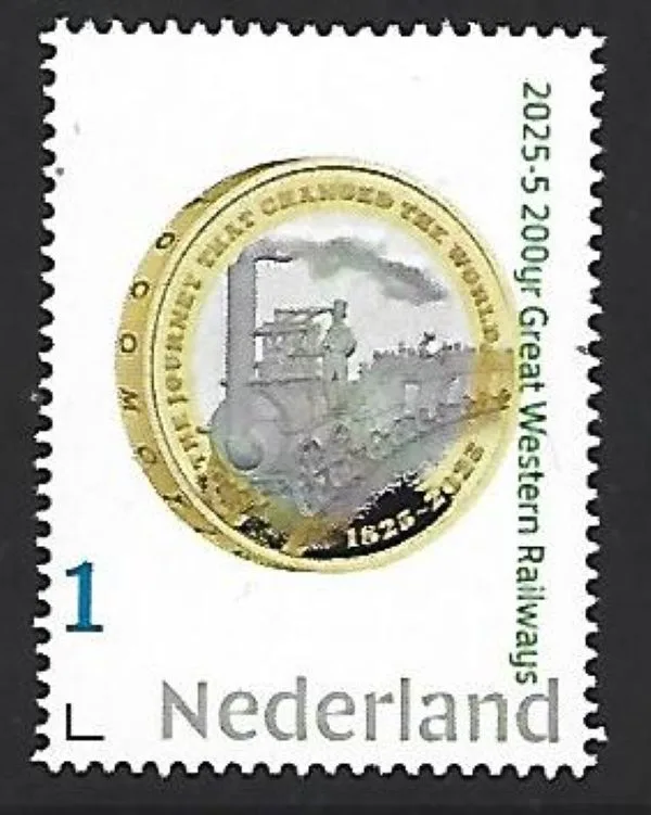 Nederland 2025-5 Trein: 200yrs Great Western Railways gbr coin postfris/mnh