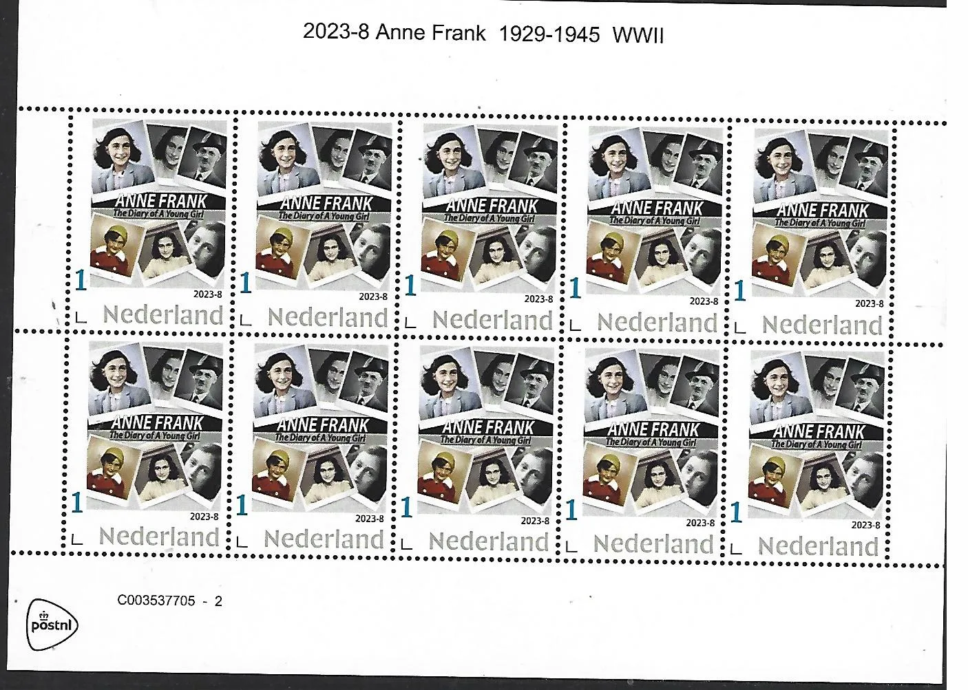 Nederland 2024-8 Anne Frank WWII 1929-1945 sheetlet postfris/mnh