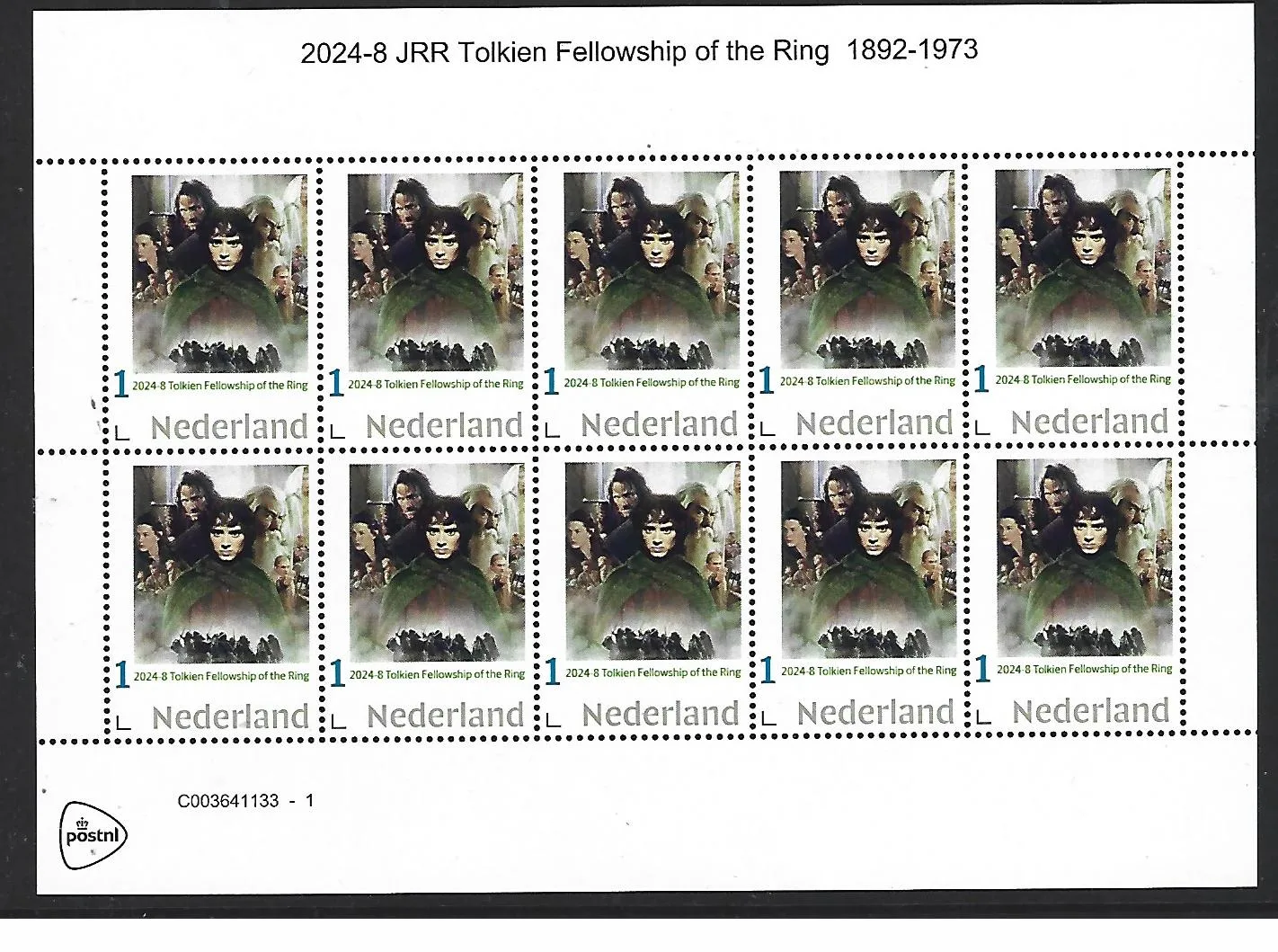 Netherlands 2024-8 JRR Tolkien: Fellowship of the ring sheetlet MNH