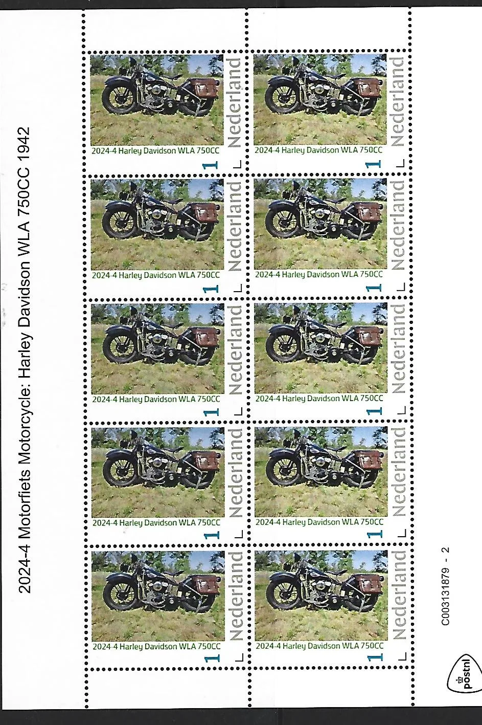 Niederlande 2024-4 Motorrad: Harley Davidson WLA 750CC 1940 Kleinbogen postfrisch/mnh
