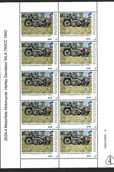 Netherlands 2024-4 Motorcycle: Harley Davidson WLA 750CC 1940 sheetlet MNH