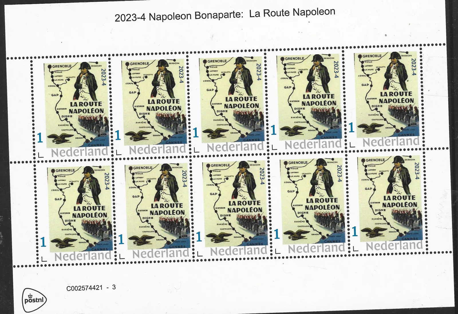 Netherlands 2023-4 Napoleon Bonaparte: La Route Napoleon sheet MNH