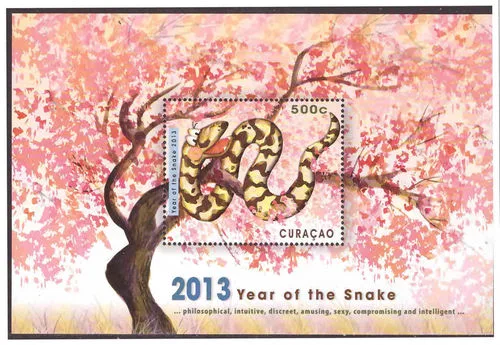 Curacao 122 Year of the Snake 2013 block flowers MNH