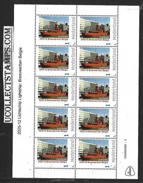 Nederland 2025-12 Lichtschip: Breeveertien Belgie sheet postfris/mnh