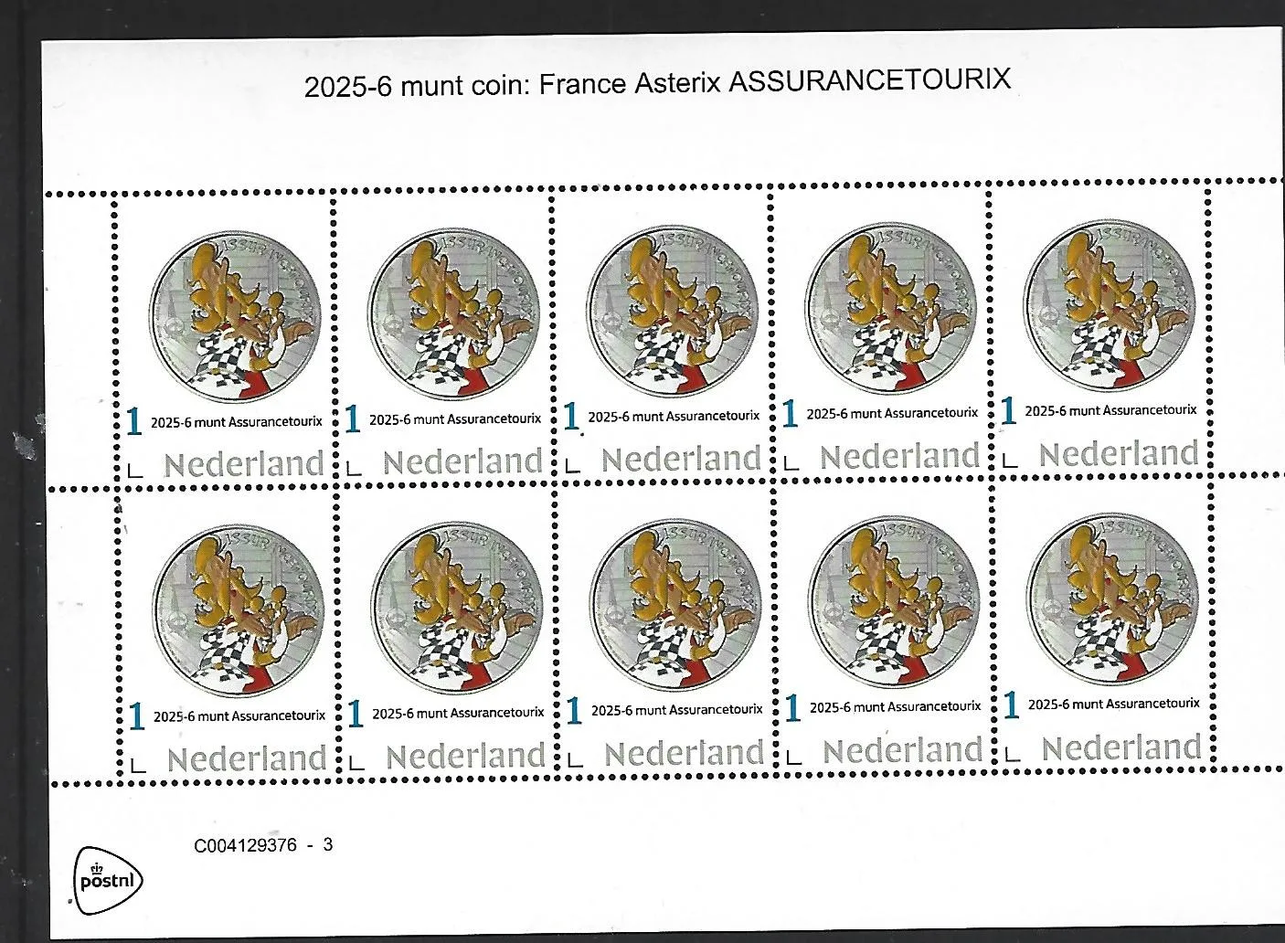 Nederland 2025-6 Munt op zegel Asterix Assurancetourix sheet postfris/mnh